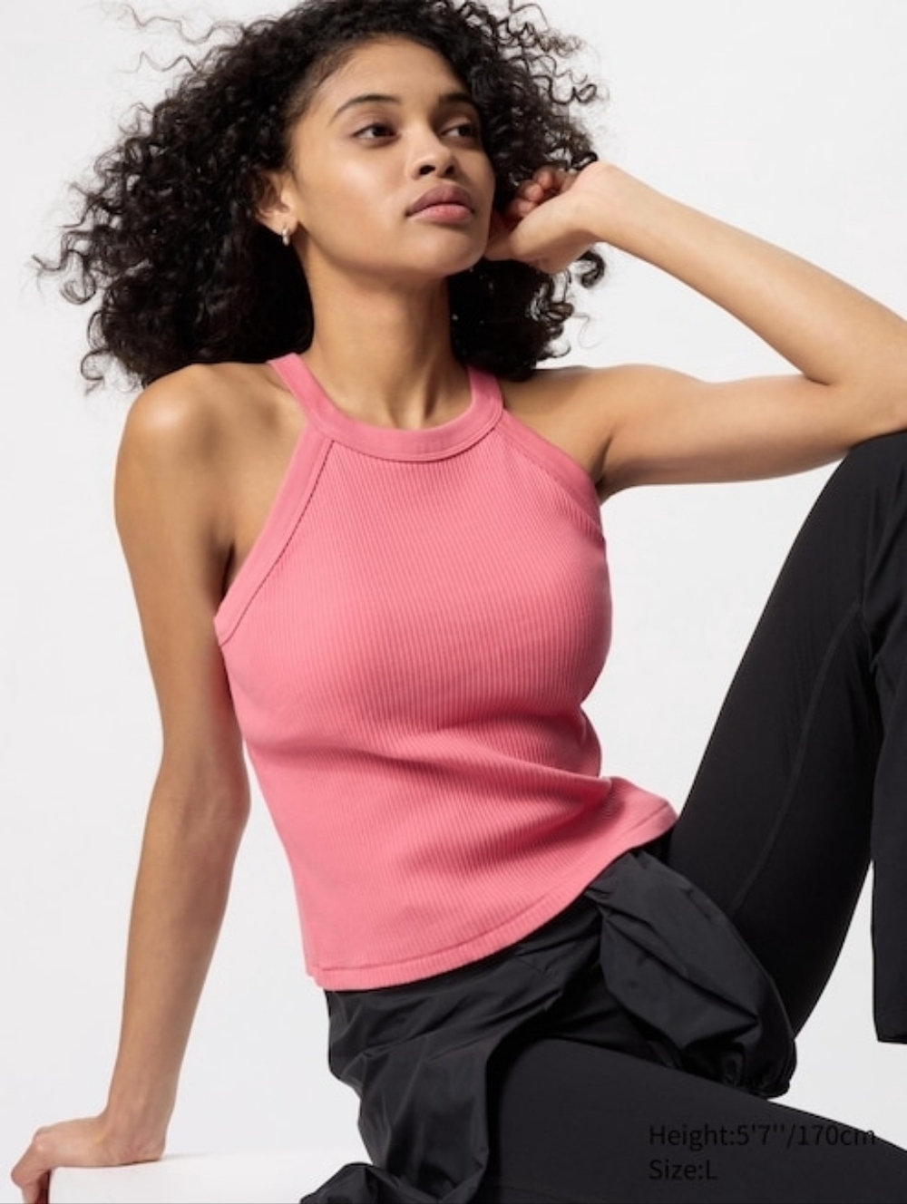 Uniqlo Pink Ribbed Halter Neck Bra Crop Tank Womens Size US Medium